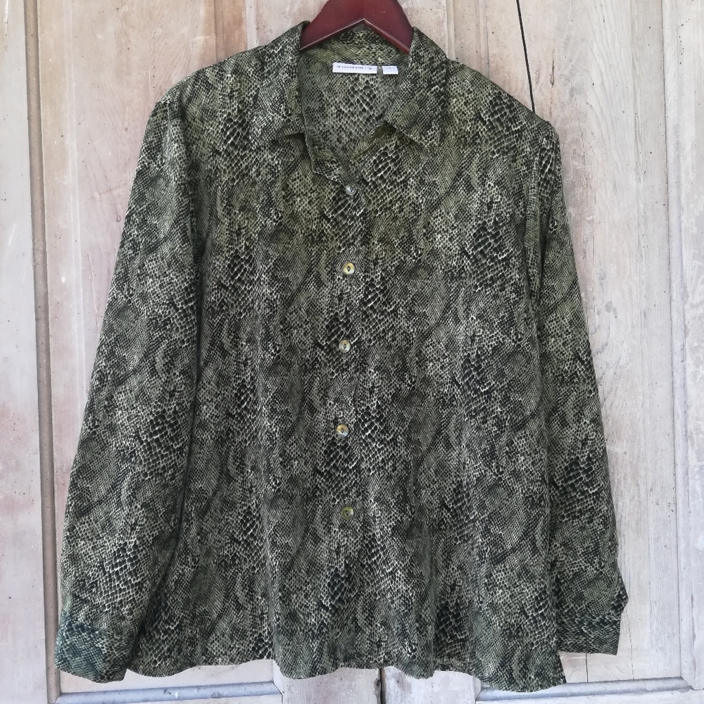 Green Python Print Shirt - image 3